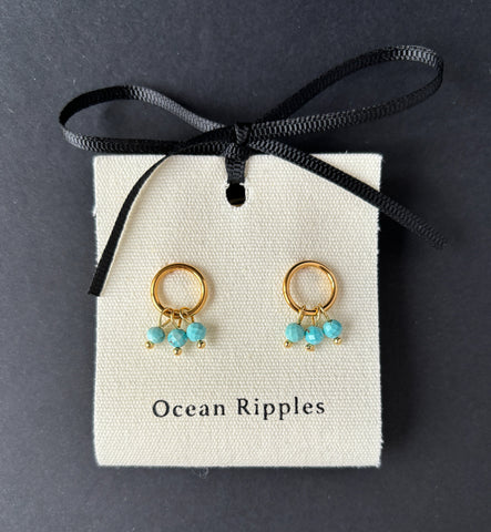 Ocean Ripples Turquoise Fan Earrings 18E 27