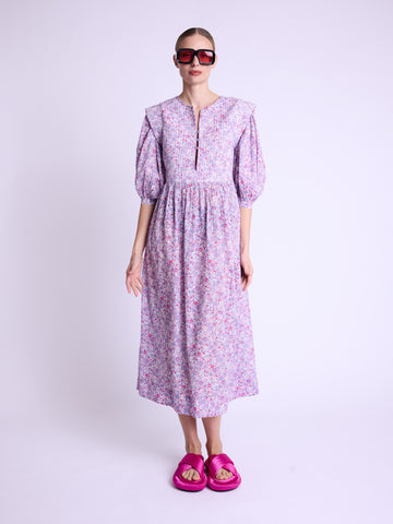 Berenice Rhada Matelassee Dress in Pink Liberty Print