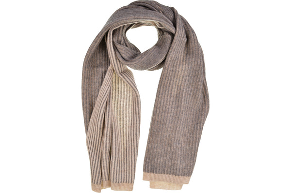 Seeberger Two Tone Ribbed Scarf in Sand & Taupe - COMING SOON!