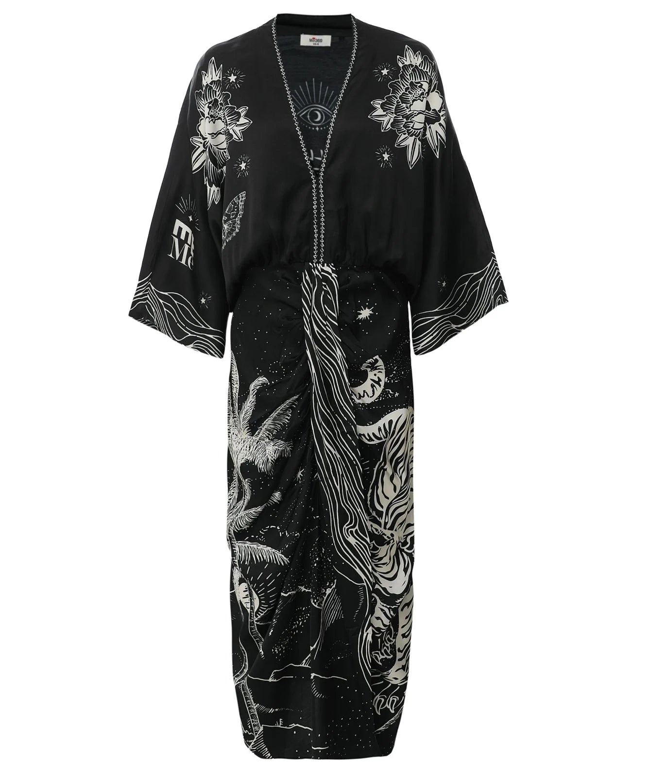 Me369 Sophia Kimono Dress in Black Magic blue Saffron Walden