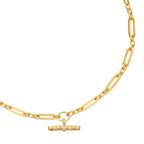 Talis Chains T-Bar Link Chain Necklace in Gold