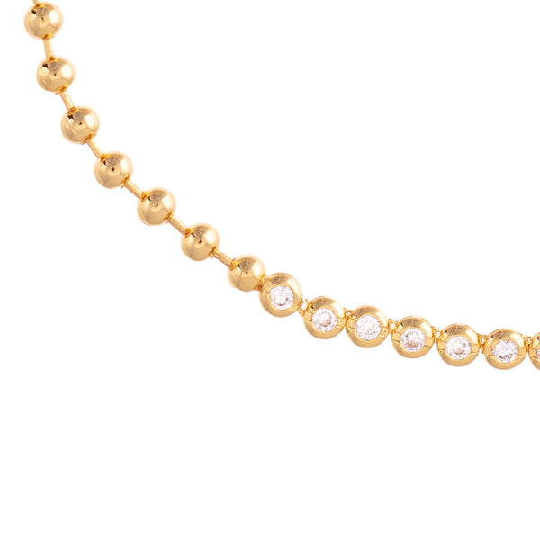 Talis Chains Ball Chain Choker Necklace with Cubic Zirconia - Gold