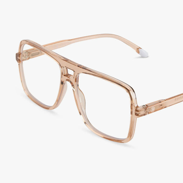 Barner Jake Glossy Rose Glasses Clear eyeglasses with a rose gold frame on a white background