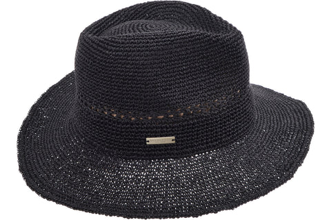 Seeberger Fine Paper Crochet Hat in black 80369