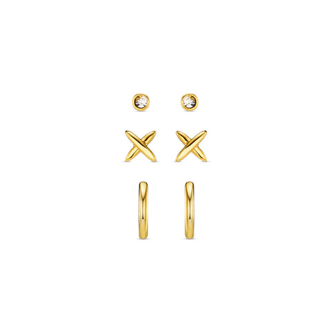 Orelia Polished Cross & Micro Hoop Earrings 6 Pack ORE29985