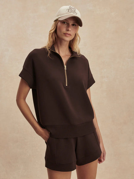Varley Ritchie Short Sleeve Sweat in Coffee Bean