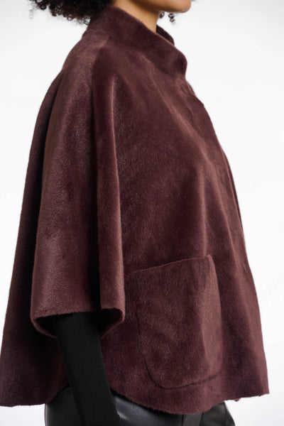 Rino & Pelle Dewi Faux Fur Cape in Chocolate Bean