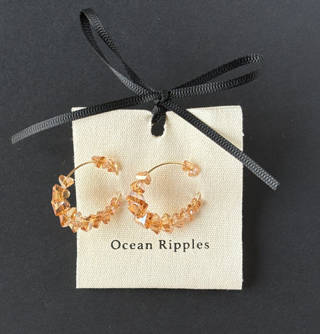 Ocean Ripples Tea Brown Hoop Earrings 1248