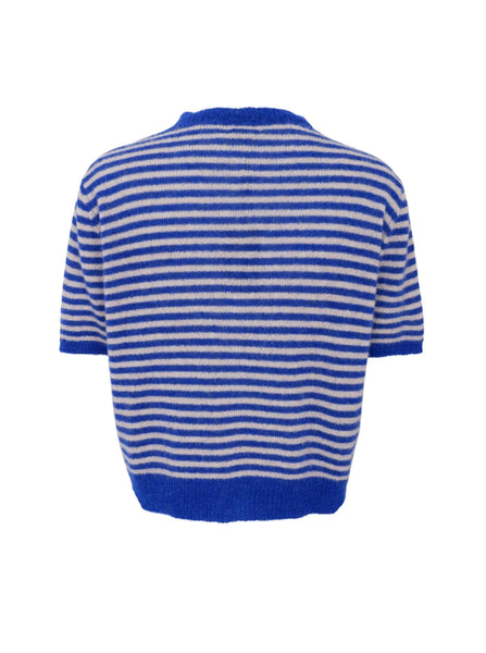 Black Colour Dell Striped Short Sleeve Stripe Cardigan in Blue