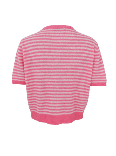 Black Colour Dell Striped Knit in Raspberry