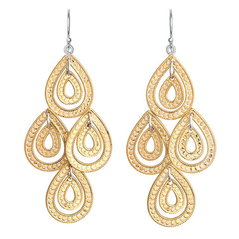 Anna Beck Double Teardrop Chandelier Earrings in Gold 136EGS-GLD