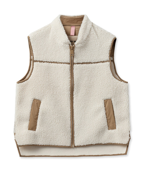 Mos Mosh Rowe Teddy Waistcoat in Ecru