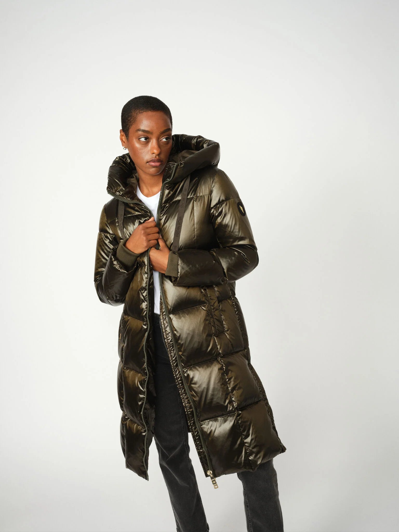 Mos Mosh Nova Metallic Down Jacket in Forest Night