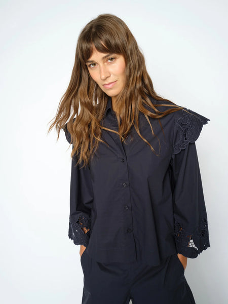 Mos Mosh Heliam Broange Shirt in Salute Navy