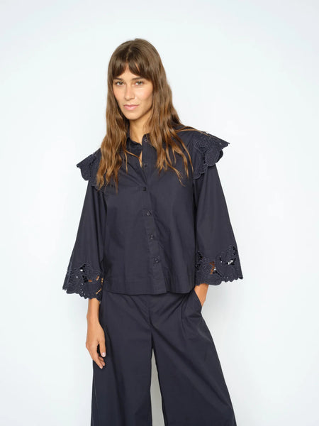 Mos Mosh Heliam Broange Shirt in Salute Navy