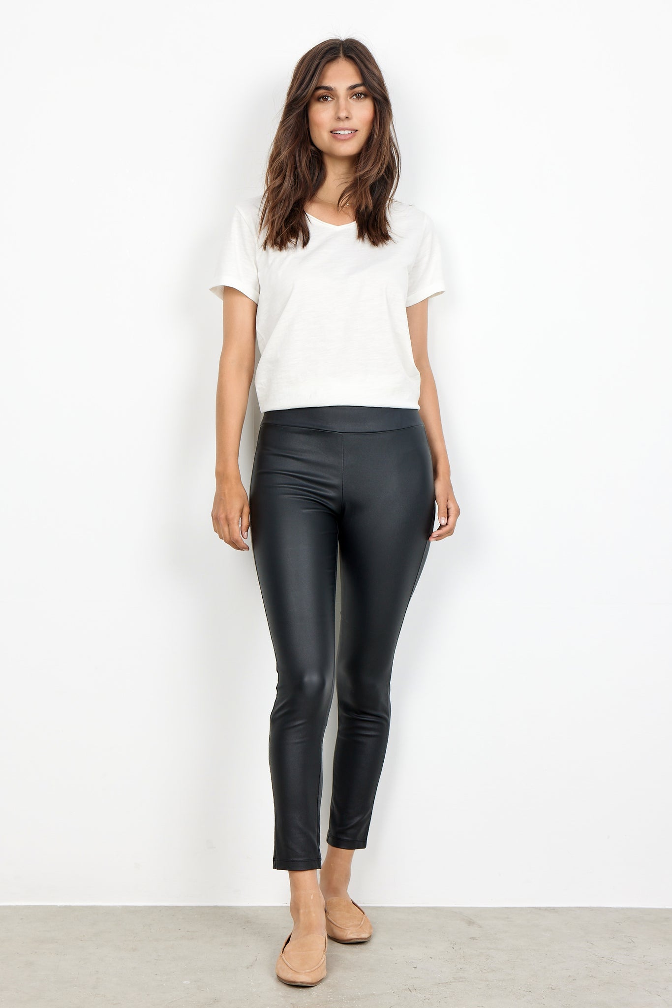 Soya Concept Pam Legging Trouser in Black 19212, shiny leggins, leather look