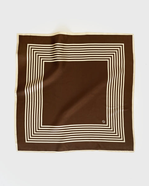 Lescarf Stripe silk Mocha mousse 65cm
