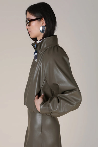 Vivere Salomi Fauz Leather Bomber Jacket