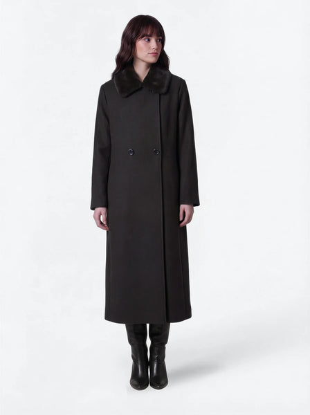 Diego M Wool Coat with Fur Collar
