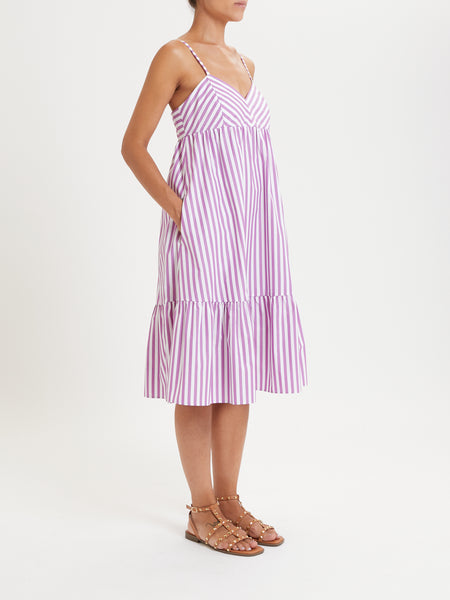 *Last one!* Penny Black Flared Dress Coricato Dress in Violet Stripe