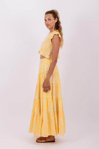 Sundress Malone Top in Yellow Gingham