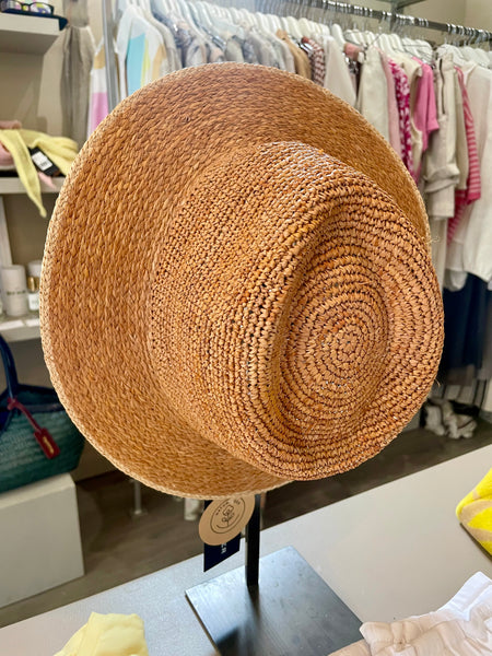 Seeberger Raffia Crochet Fedora in Sand/Linen