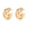 Talis Chains Chunky Twist Hoops - Gold A pair of gold-toned spiral stud earrings shown on a plain white background.