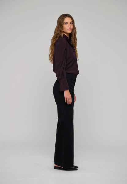 Dea Kudibal Roberta Shirt Blouse with Ruffle Details in Berry Wine