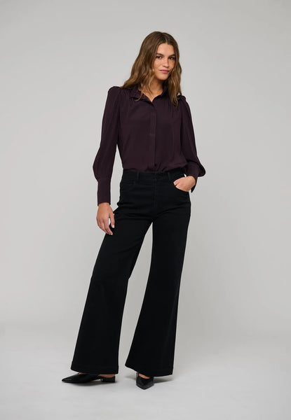 Dea Kudibal Roberta Shirt Blouse with Ruffle Details in Berry Wine