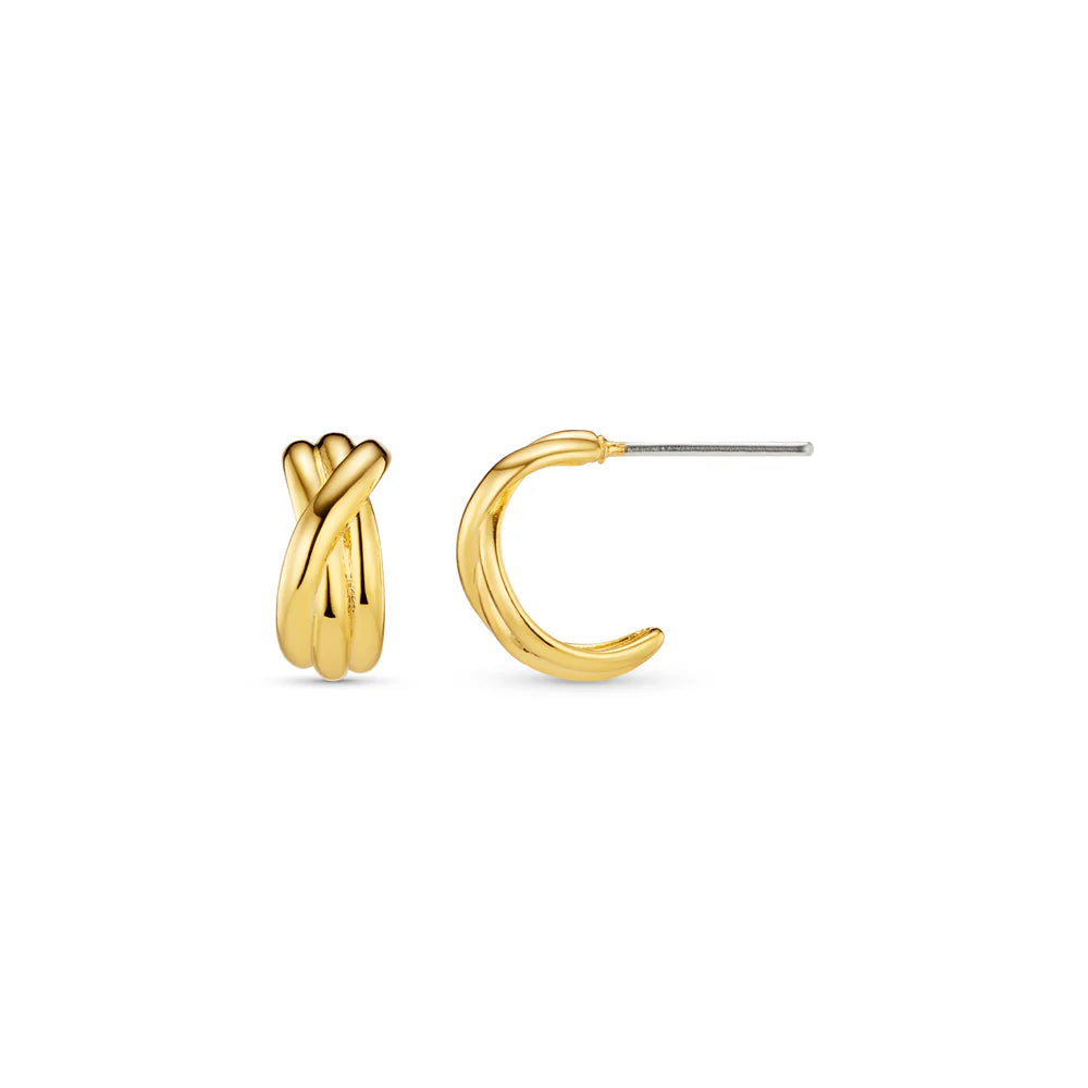 Orelia Polished Twist Huggie Hoop Earrings in Gold ORE29988