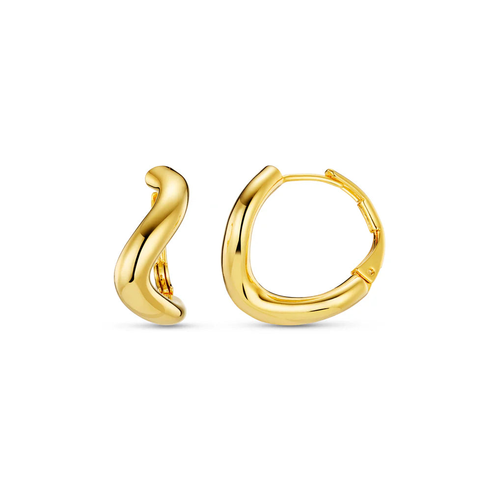 *LAST ONE!* Orelia Round Wave Chunky Hoop Earrings in Gold ORE29996