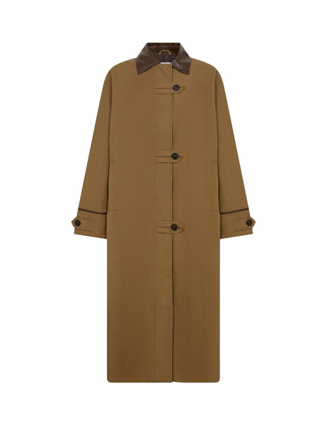 Levete Room Maggie 2 Jacket in Gothic Olive Brown coat with brown collar on a white background