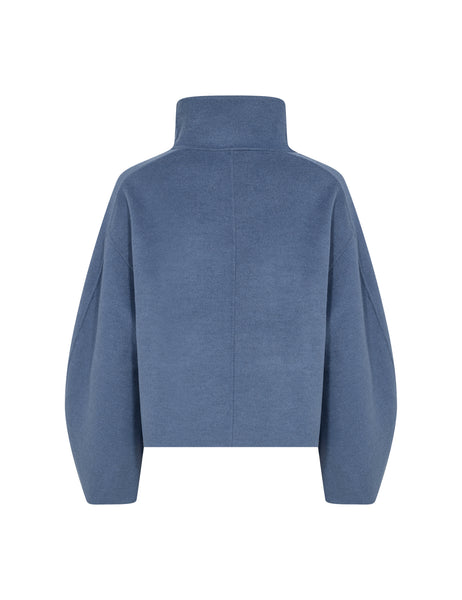 Levete Room Owa 32 Jacket in Vintage Indigo Blue fleece jacket shown from the back on a white background