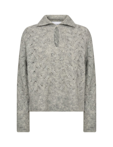 Levete Room Niva 1 Pullover in Light Grey Gray sweater with a pattern on a white background