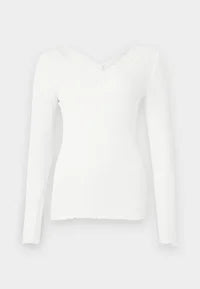 Rosemunde Beatha Long Sleeve Regular V-Neck T-shirt in Ivory 100960