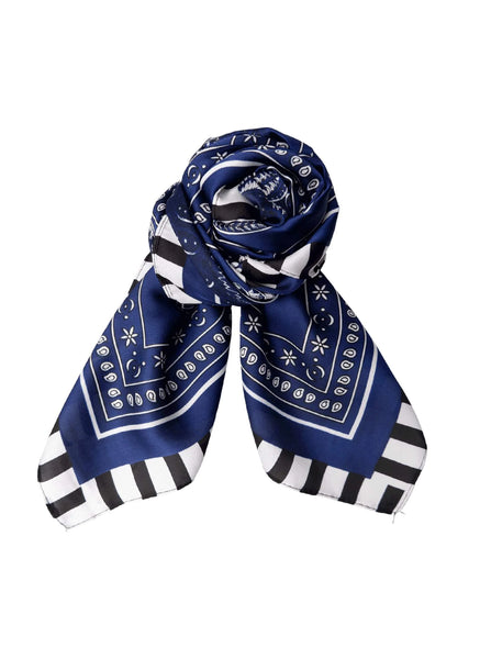 Black Colour Tressa Mini Scarf in Navy