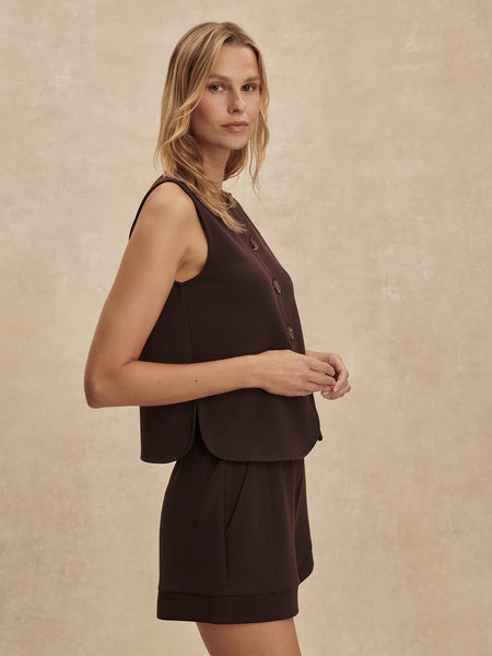 Varley Josie Button Through Tank in Coffee Bean