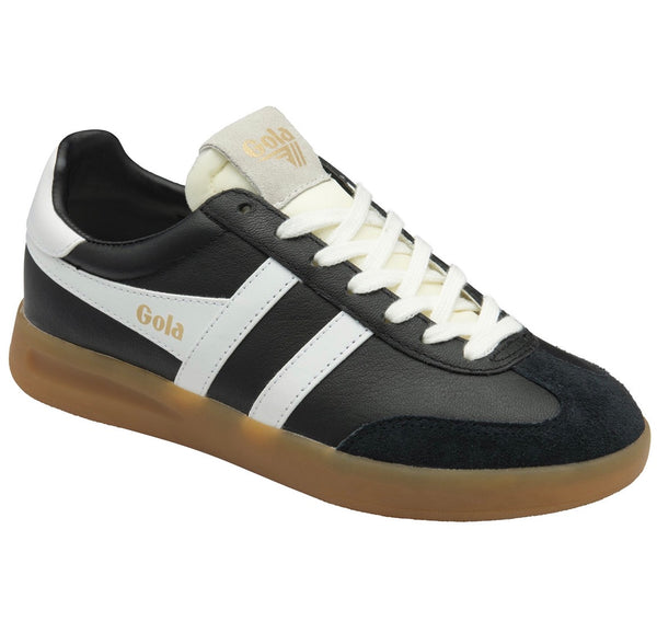 Gola Cyclone Leather Trainer in Black White Gum