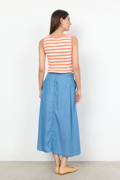 Soya Concept Liv Skirt in Blue Chambray 40574