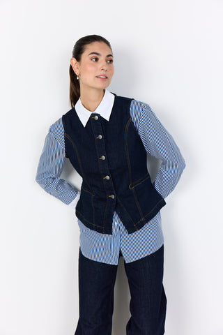 Soya Concept Kimberly Waistcoat in Raw Blue Denim 41537