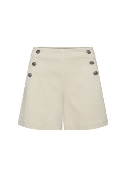 Soya Concept Bess 9-B Shorts in Sand Beige shorts with button details on a white background