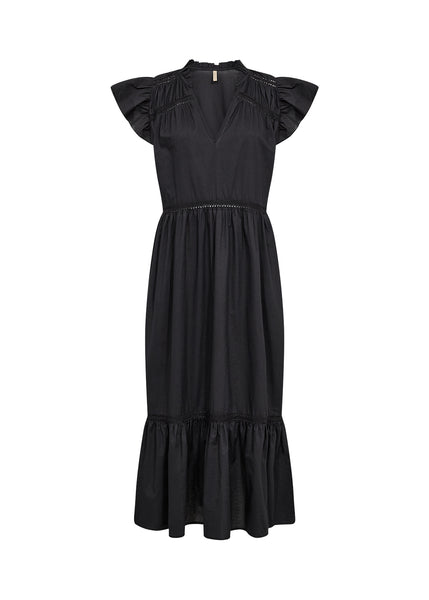 Soya Concept Caliste 26 Dress in Black Black dress with ruffled sleeves on a white background