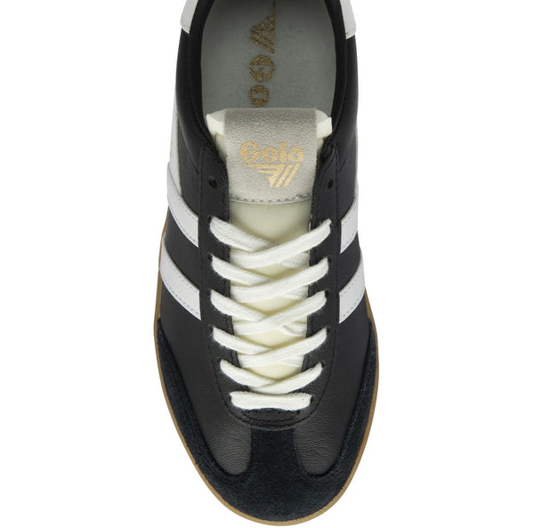 Gola Cyclone Leather Trainer in Black White Gum