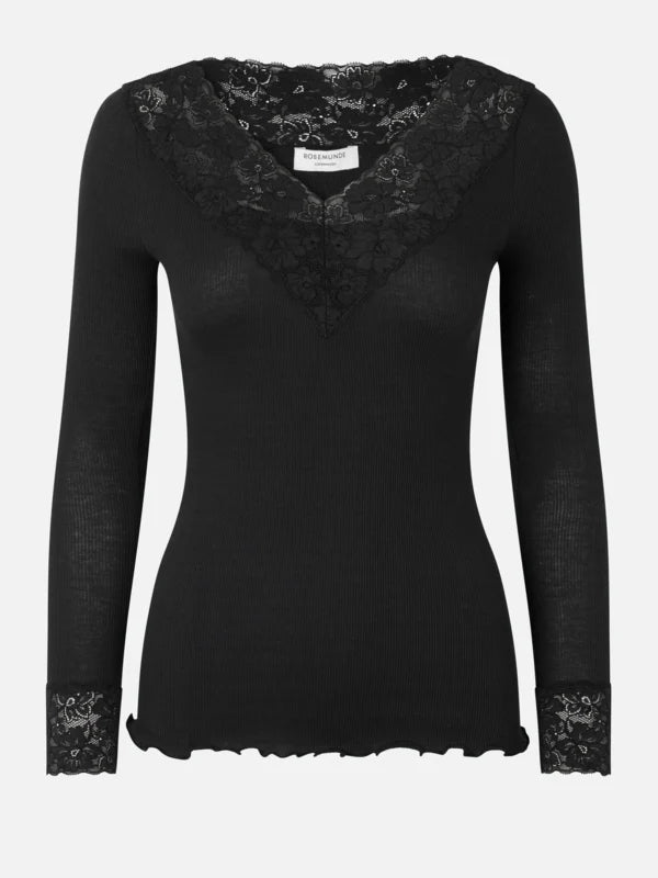 Rosemunde 4865 in Black, a long sleeved blouse crafted from luxurious organic cotton