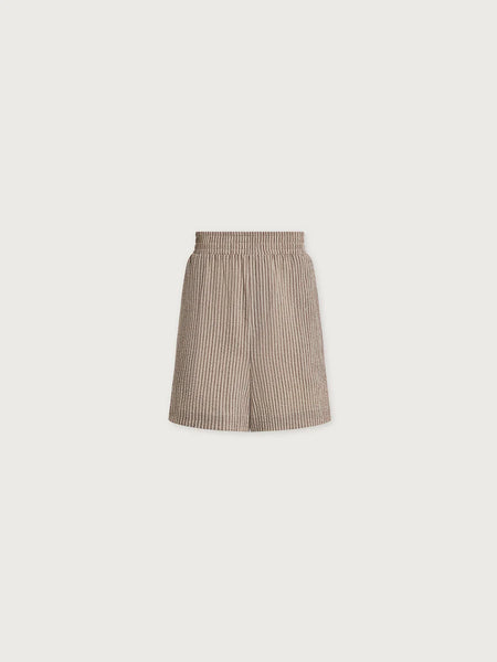 Varley Darina Shorts 4 in Birch Taupe Stripe
