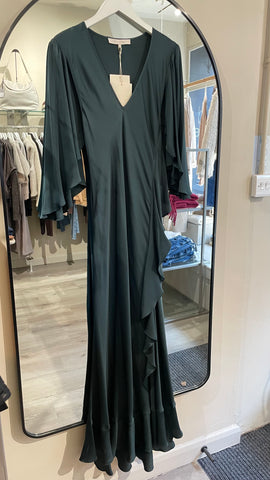 Silk95Five Arizona Long Sleeve Dress in Dark Emerald Green 25350