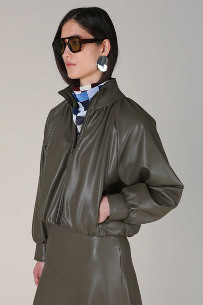Vivere Salomi Fauz Leather Bomber Jacket