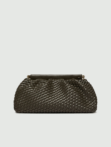 Emme Farone soft Woven clutch Bag in Dark Green