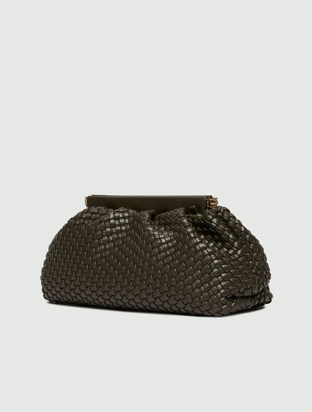Emme Farone soft Woven clutch Bag in Dark Green