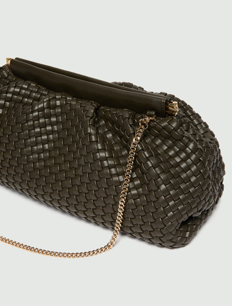 Emme Farone soft Woven clutch Bag in Dark Green